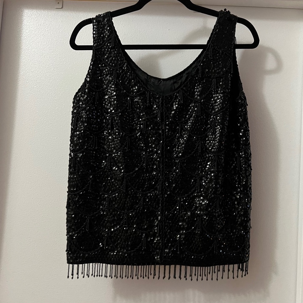 Vintage Black Sequin Top